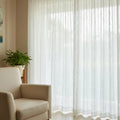 Luxury White Leaf Embroidered Linen Sheer Curtains