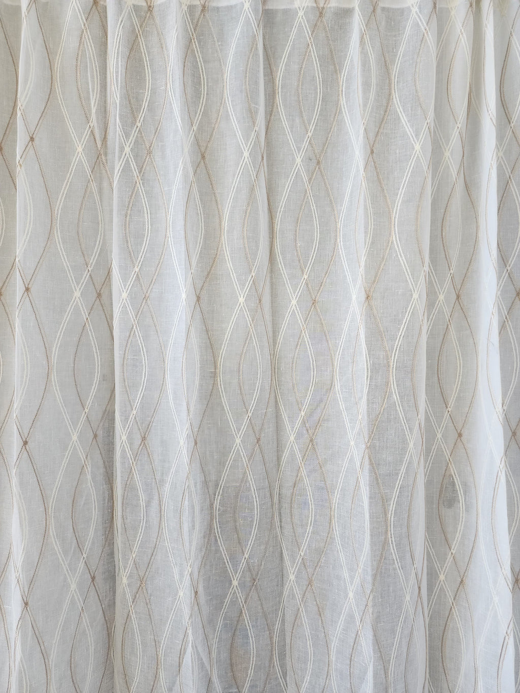 8ft Luxury Embroidered Linen Sheer Curtains - Set of 2