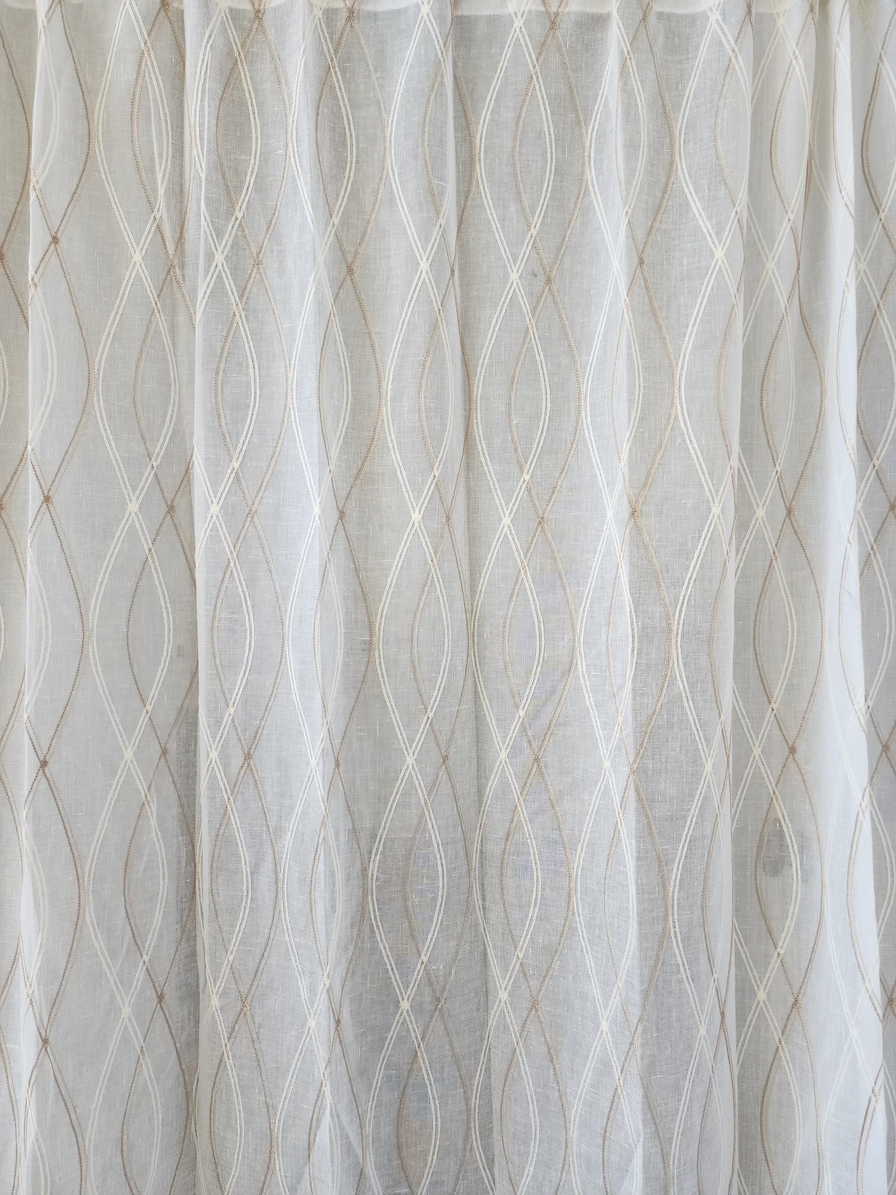 8ft Luxury Embroidered Linen Sheer Curtains - Set of 2