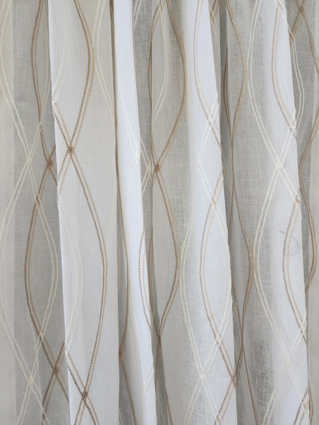 8ft Luxury Embroidered Linen Sheer Curtains - Set of 2