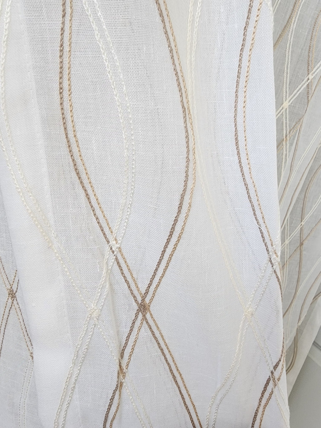 8ft Luxury Embroidered Linen Sheer Curtains - Set of 2