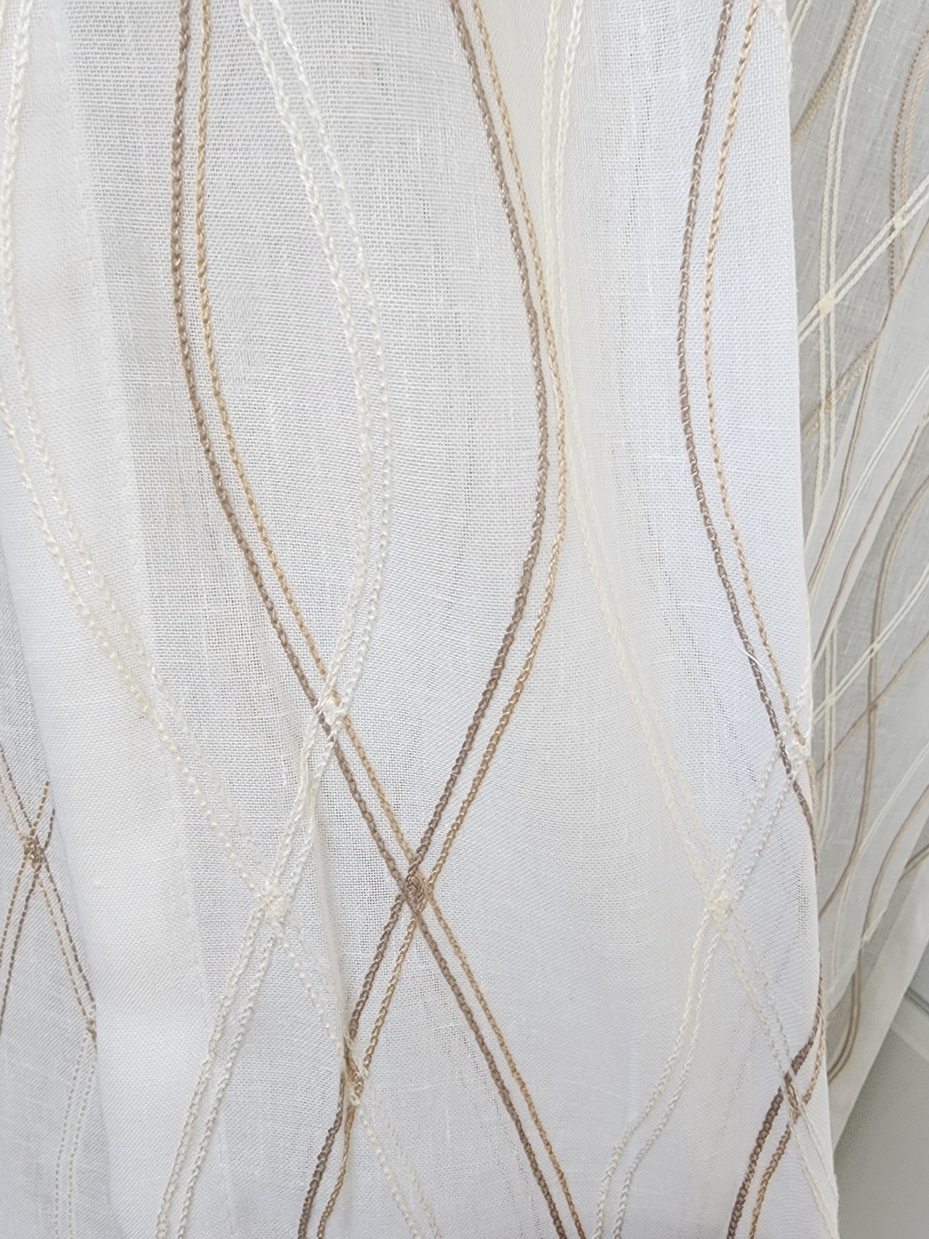 8ft Luxury Embroidered Linen Sheer Curtains - Set of 2