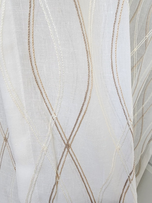 8ft Luxury Embroidered Linen Sheer Curtains - Set of 2