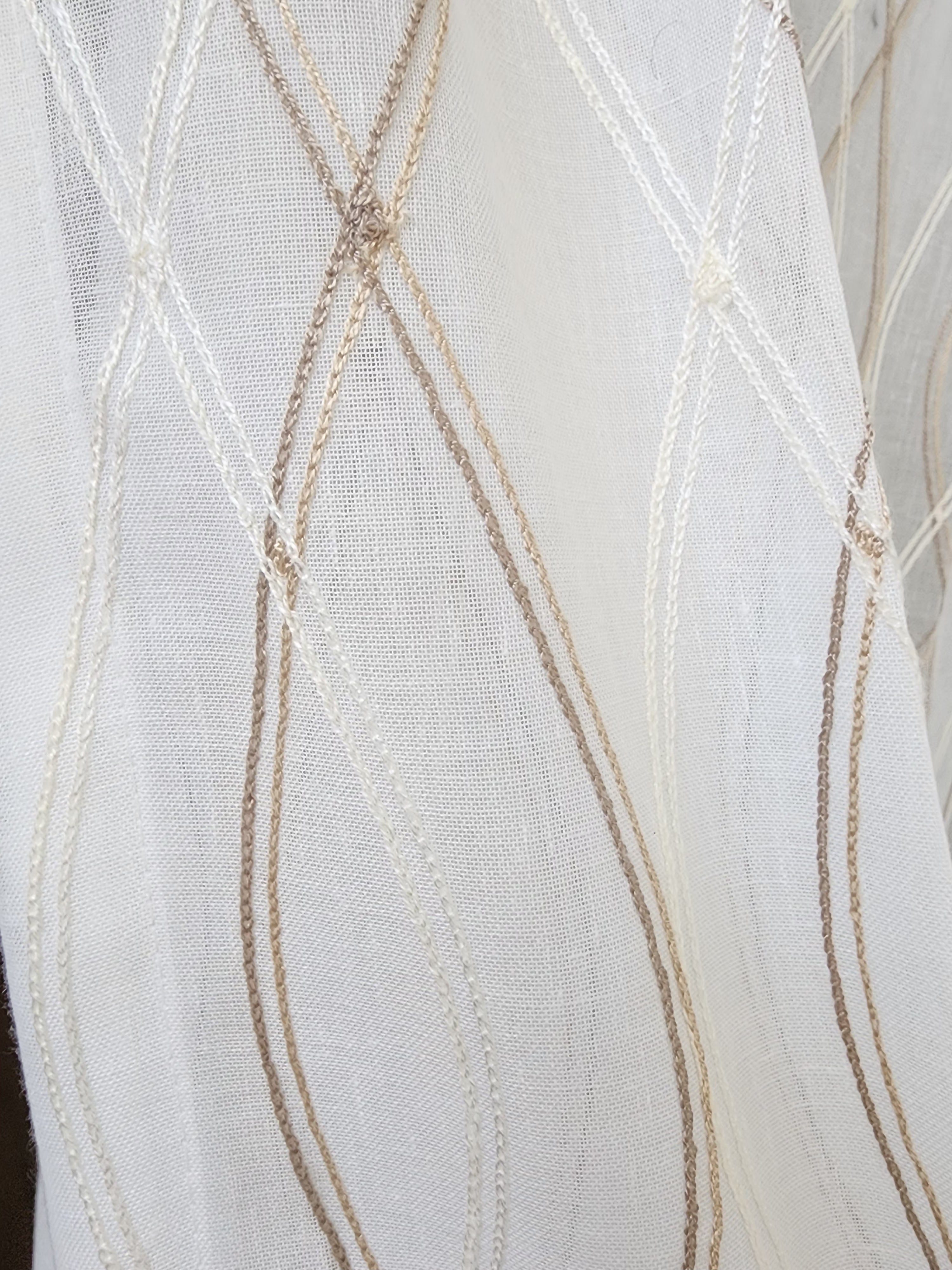 8ft Luxury Embroidered Linen Sheer Curtains - Set of 2