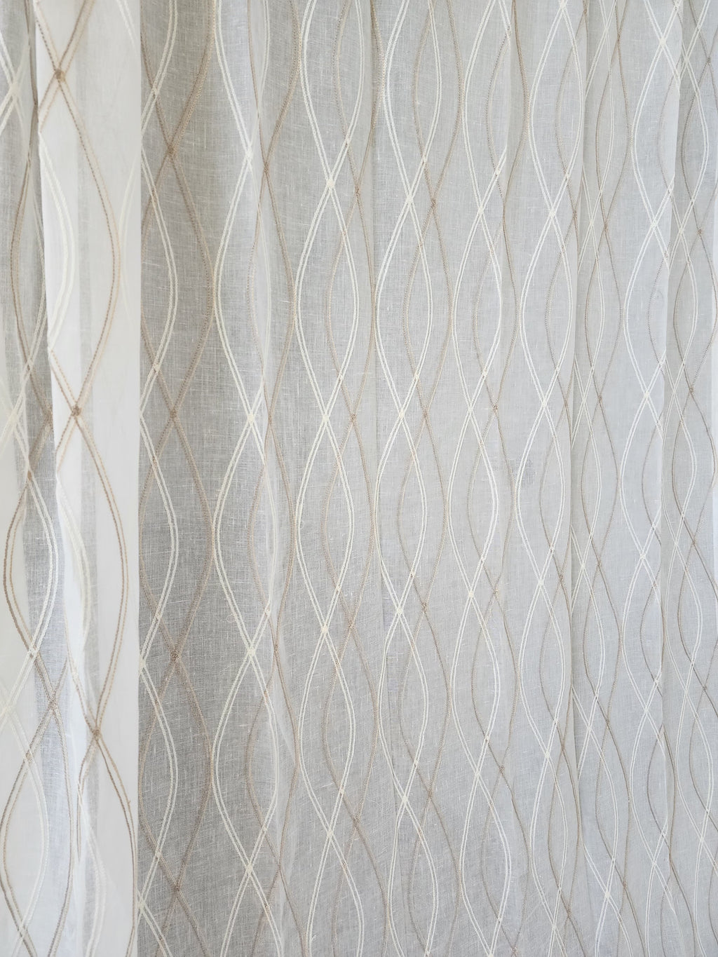 8ft Luxury Embroidered Linen Sheer Curtains - Set of 2