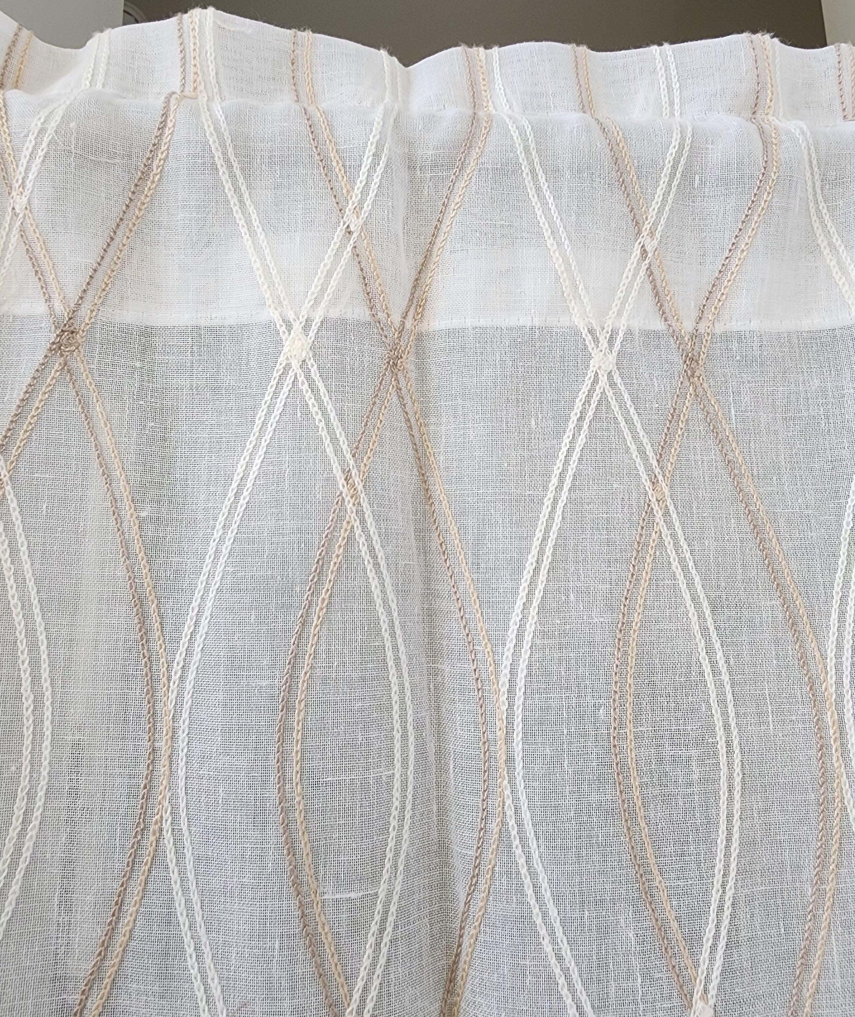 8ft Luxury Embroidered Linen Sheer Curtains - Set of 2