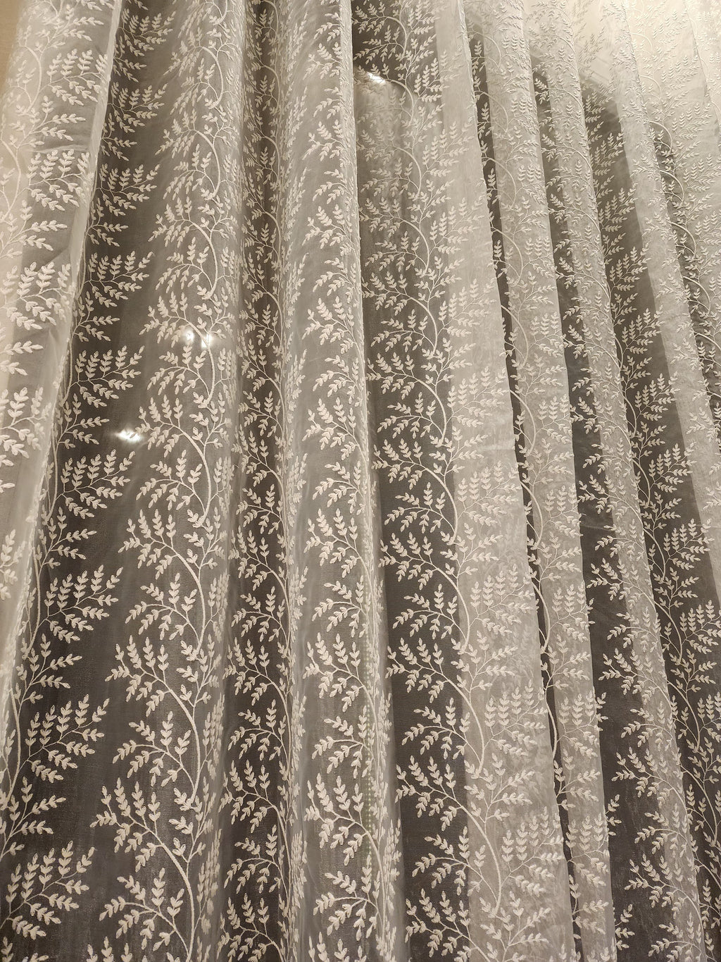 Luxury Heavy Embroidered Ivory Sheer Curtain