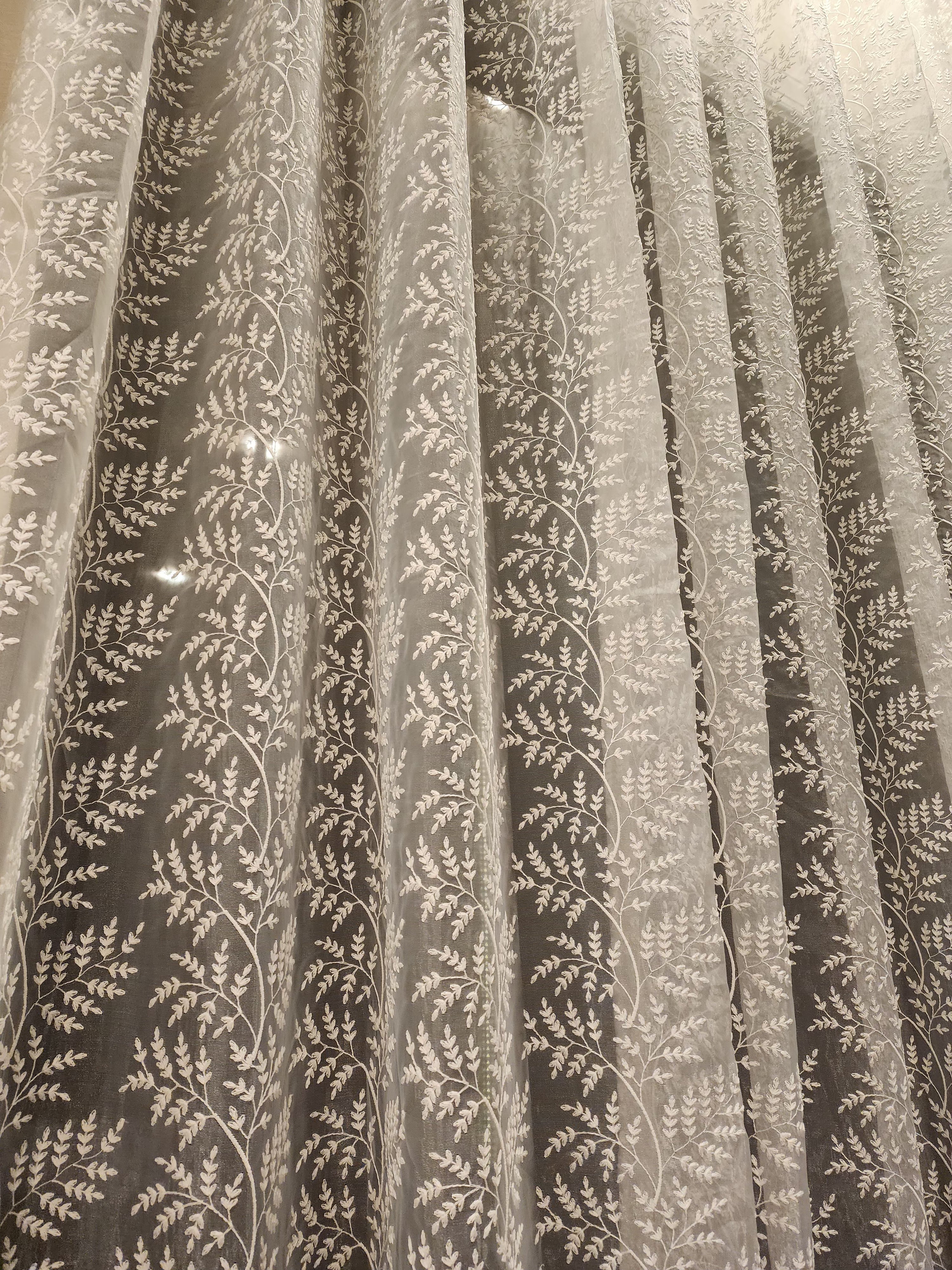 Luxury Heavy Embroidered Ivory Sheer Curtain