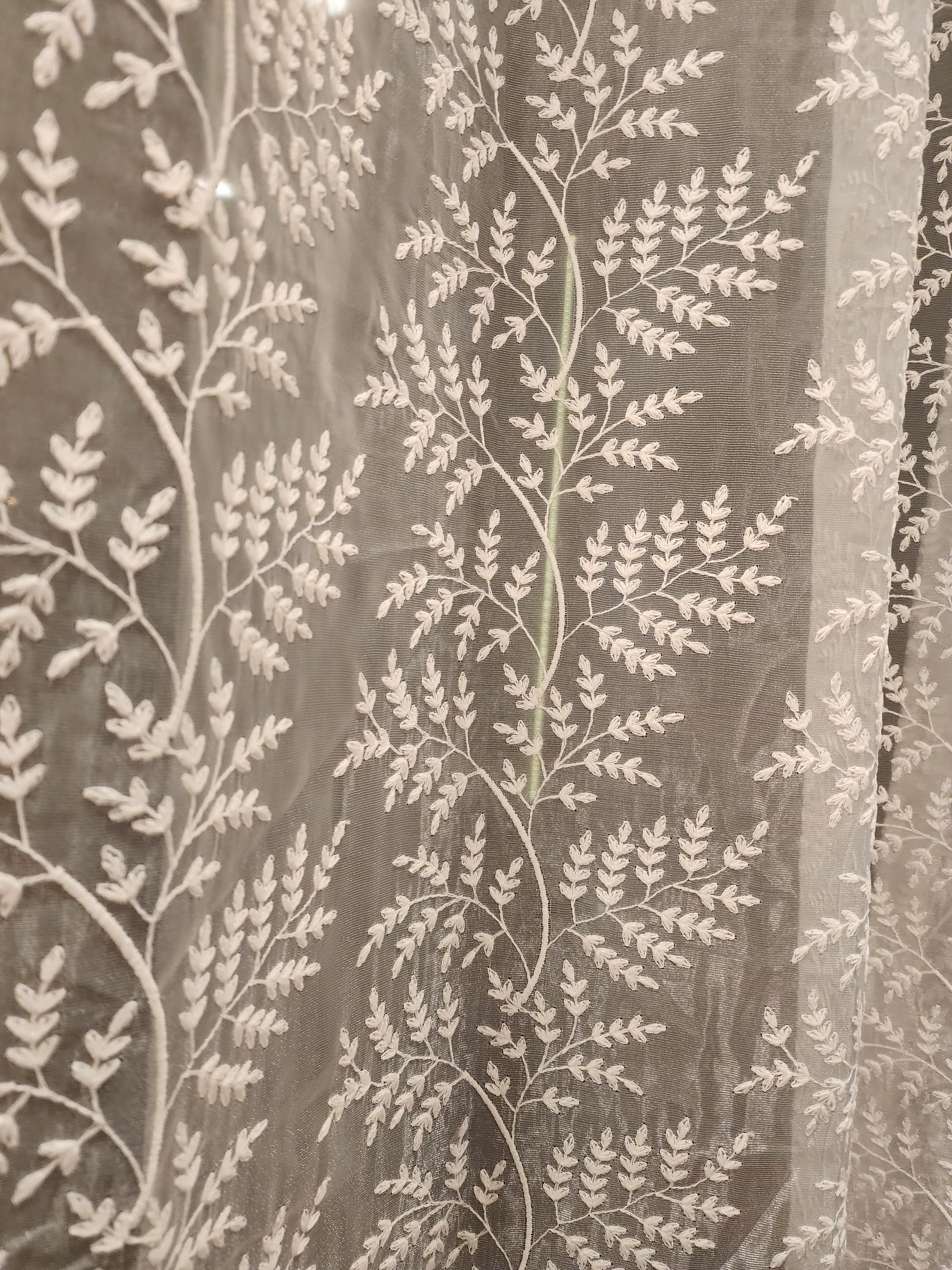 Luxury Heavy Embroidered Ivory Sheer Curtain