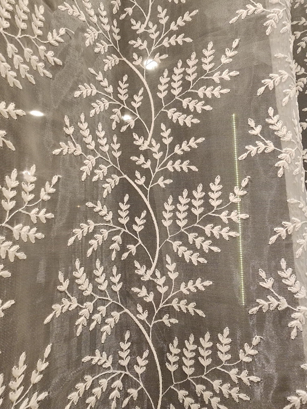 Luxury Heavy Embroidered Ivory Sheer Curtain