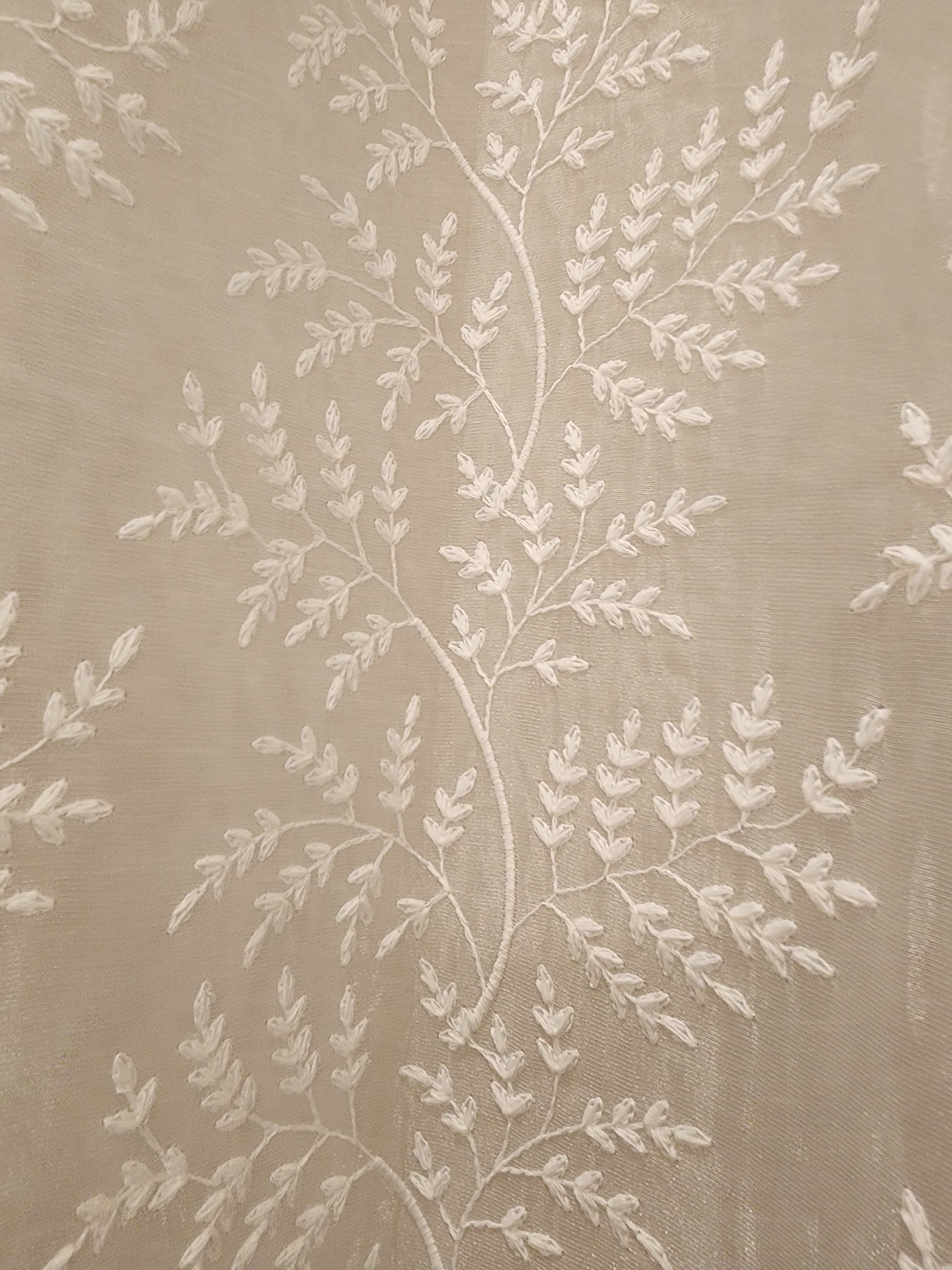 Luxury Heavy Embroidered Ivory Sheer Curtain
