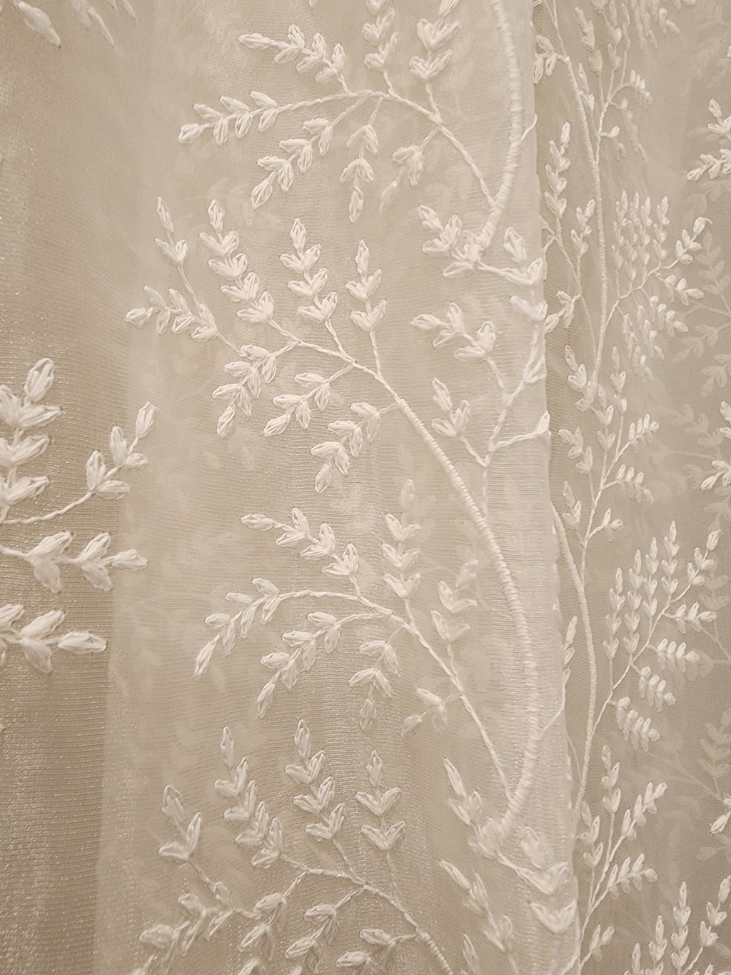 Luxury Heavy Embroidered Ivory Sheer Curtain