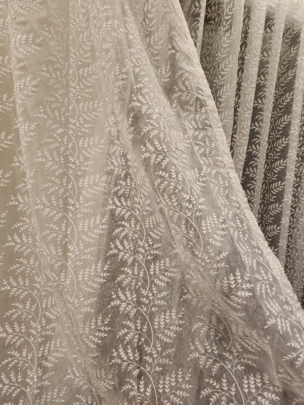 Luxury Heavy Embroidered Ivory Sheer Curtain