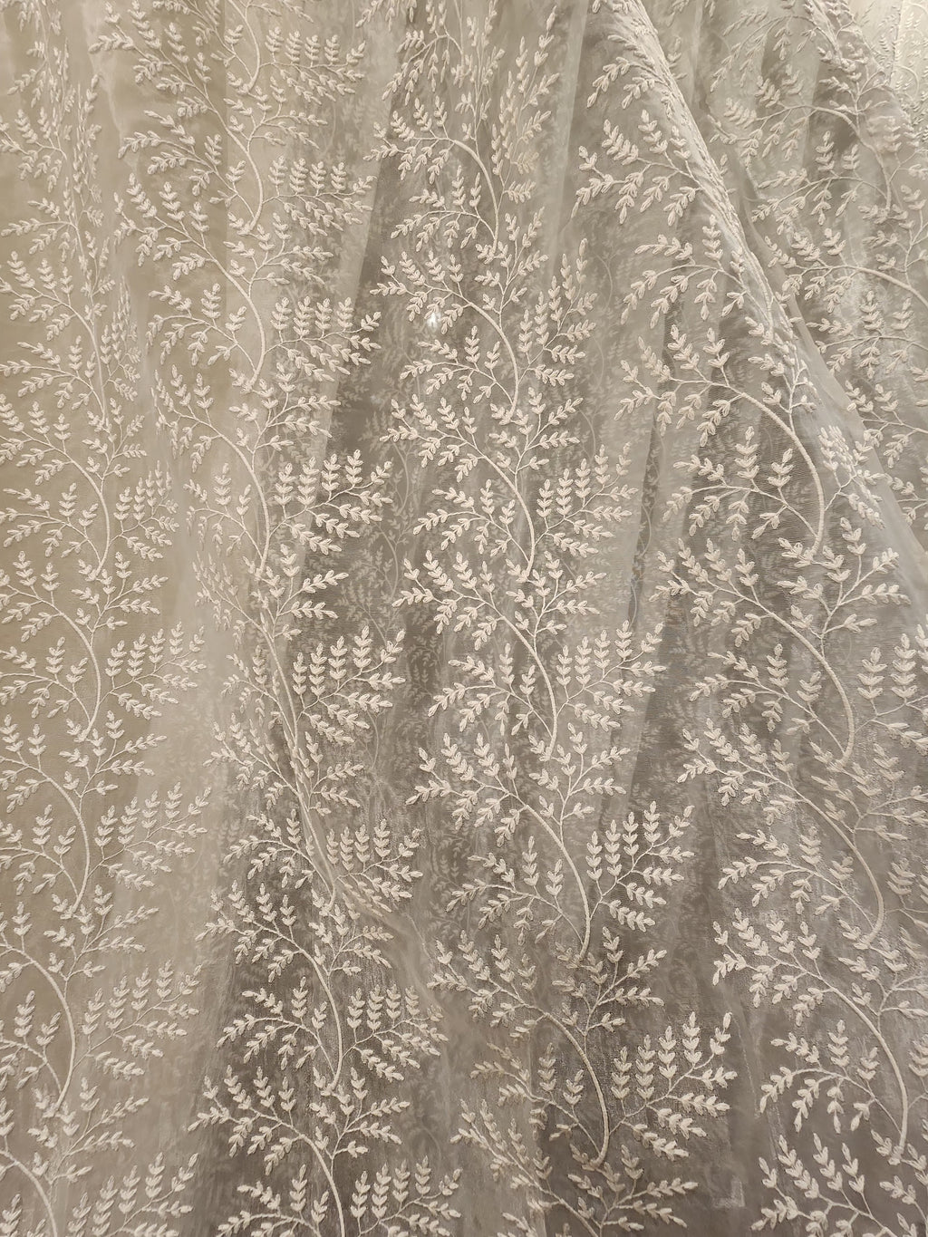 Luxury Heavy Embroidered Ivory Sheer Curtain