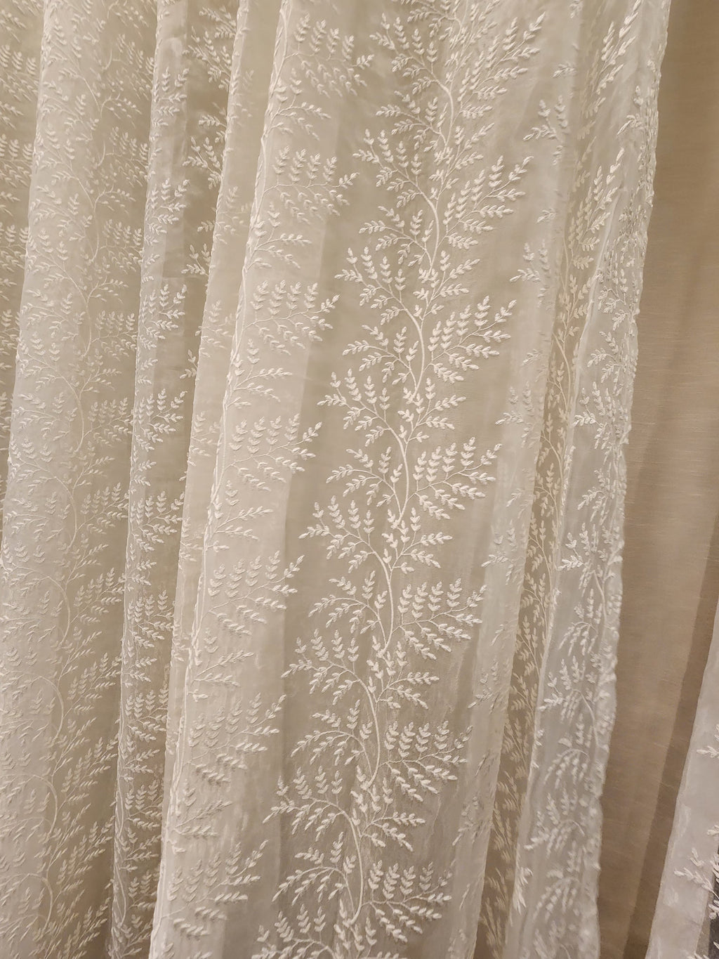 Luxury Heavy Embroidered Ivory Sheer Curtain