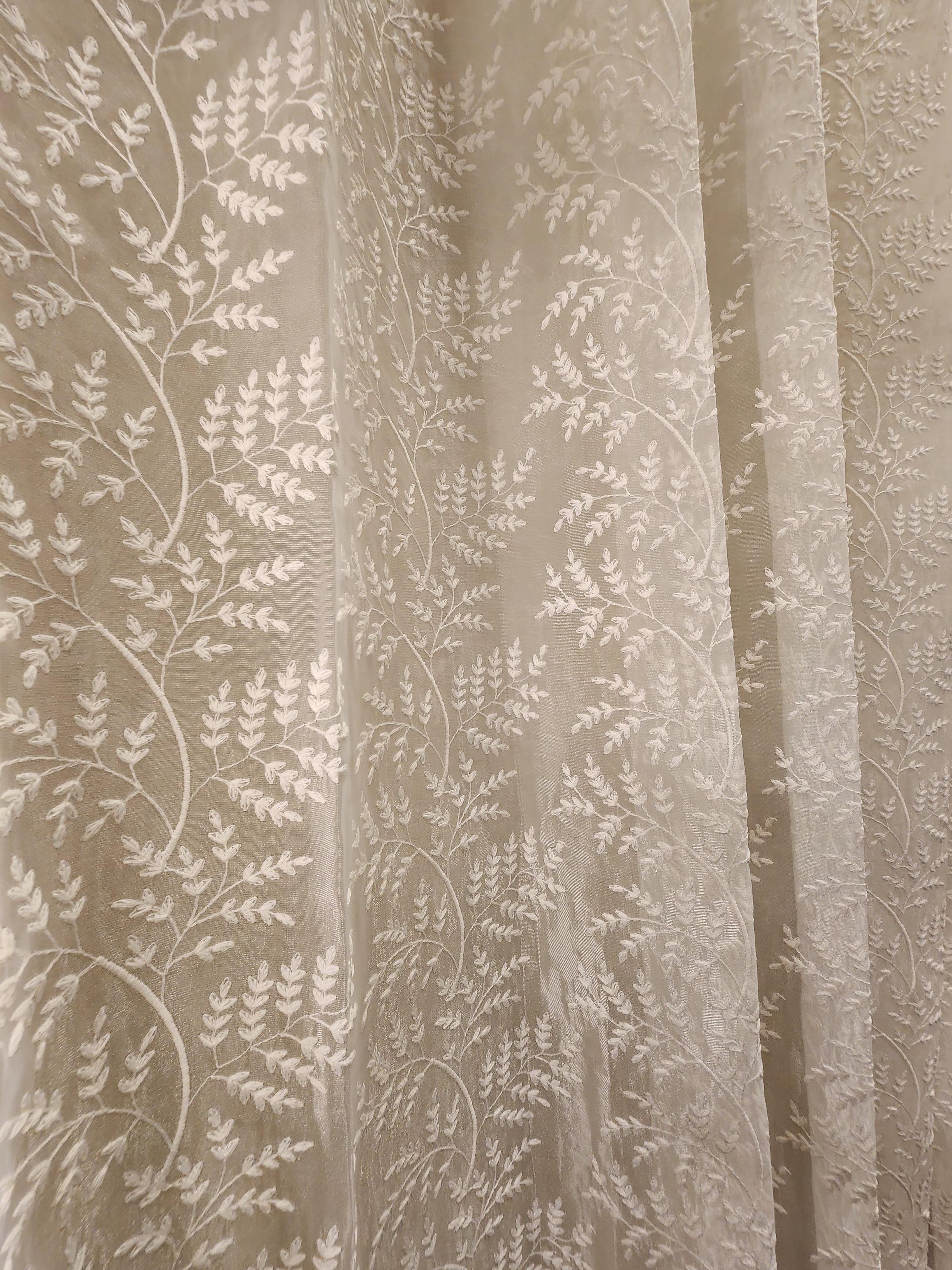 Luxury Heavy Embroidered Ivory Sheer Curtain