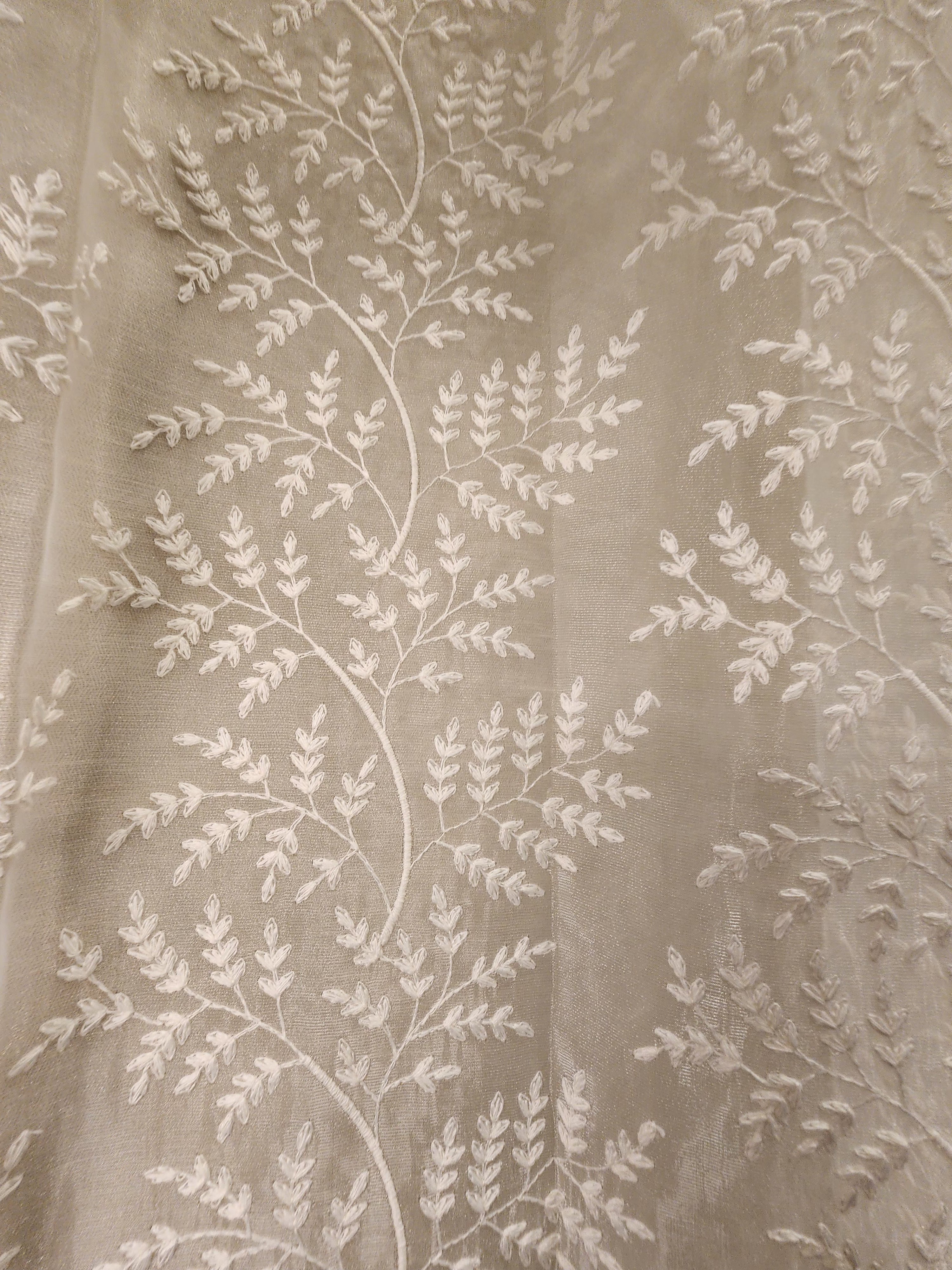 Luxury Heavy Embroidered Ivory Sheer Curtain