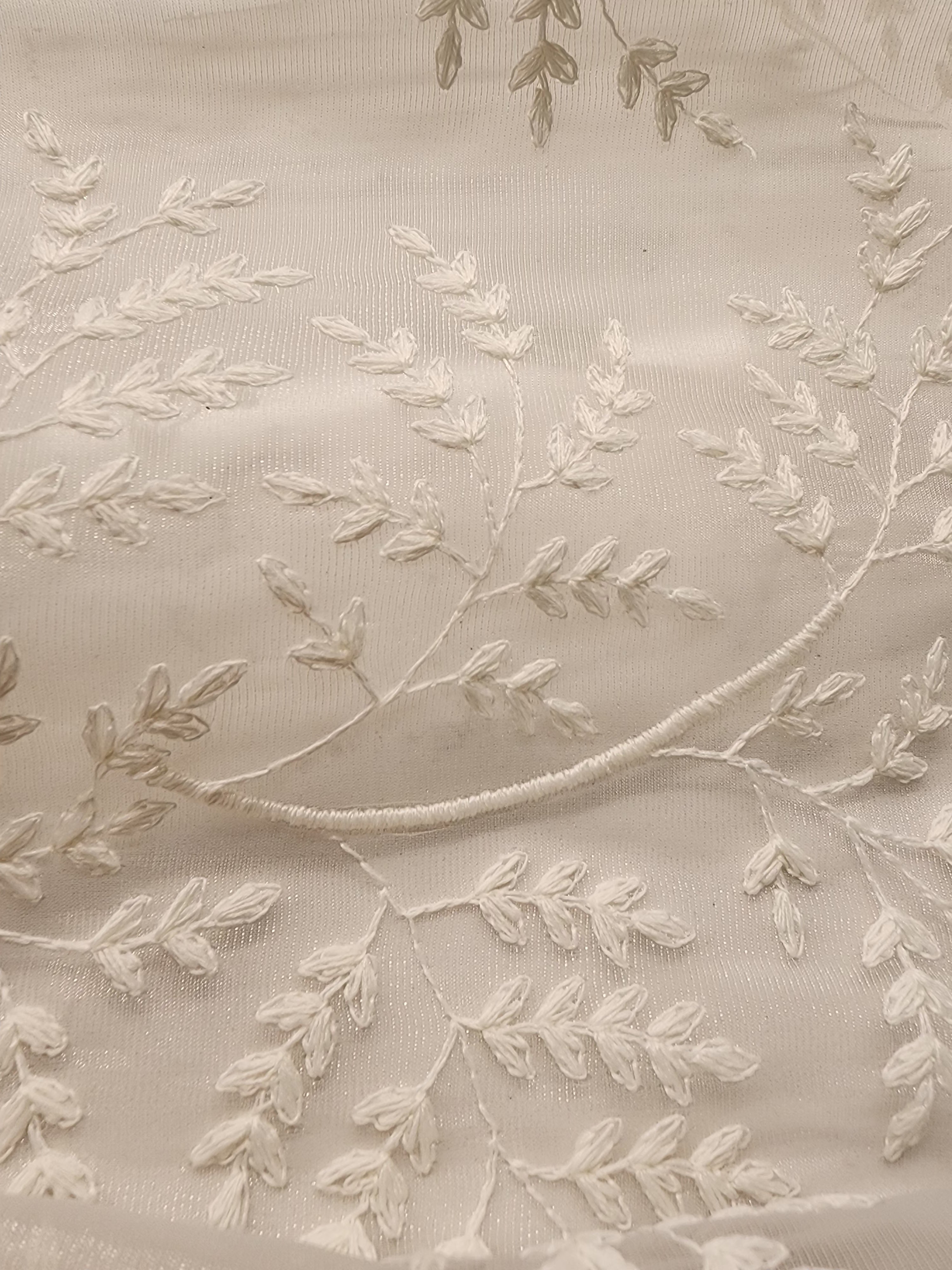 Luxury Heavy Embroidered Ivory Sheer Curtain