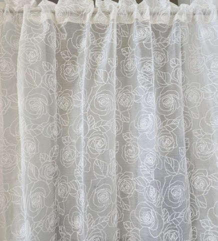 Flower Embroidered Sheer Curtain, Delicate Fabric (50-inch Width)