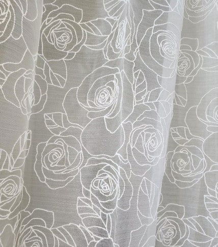 Flower Embroidered Sheer Curtain, Delicate Fabric (50-inch Width)