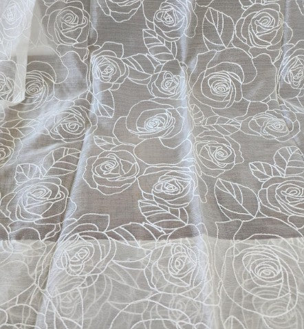 Flower Embroidered Sheer Curtain, Delicate Fabric (50-inch Width)