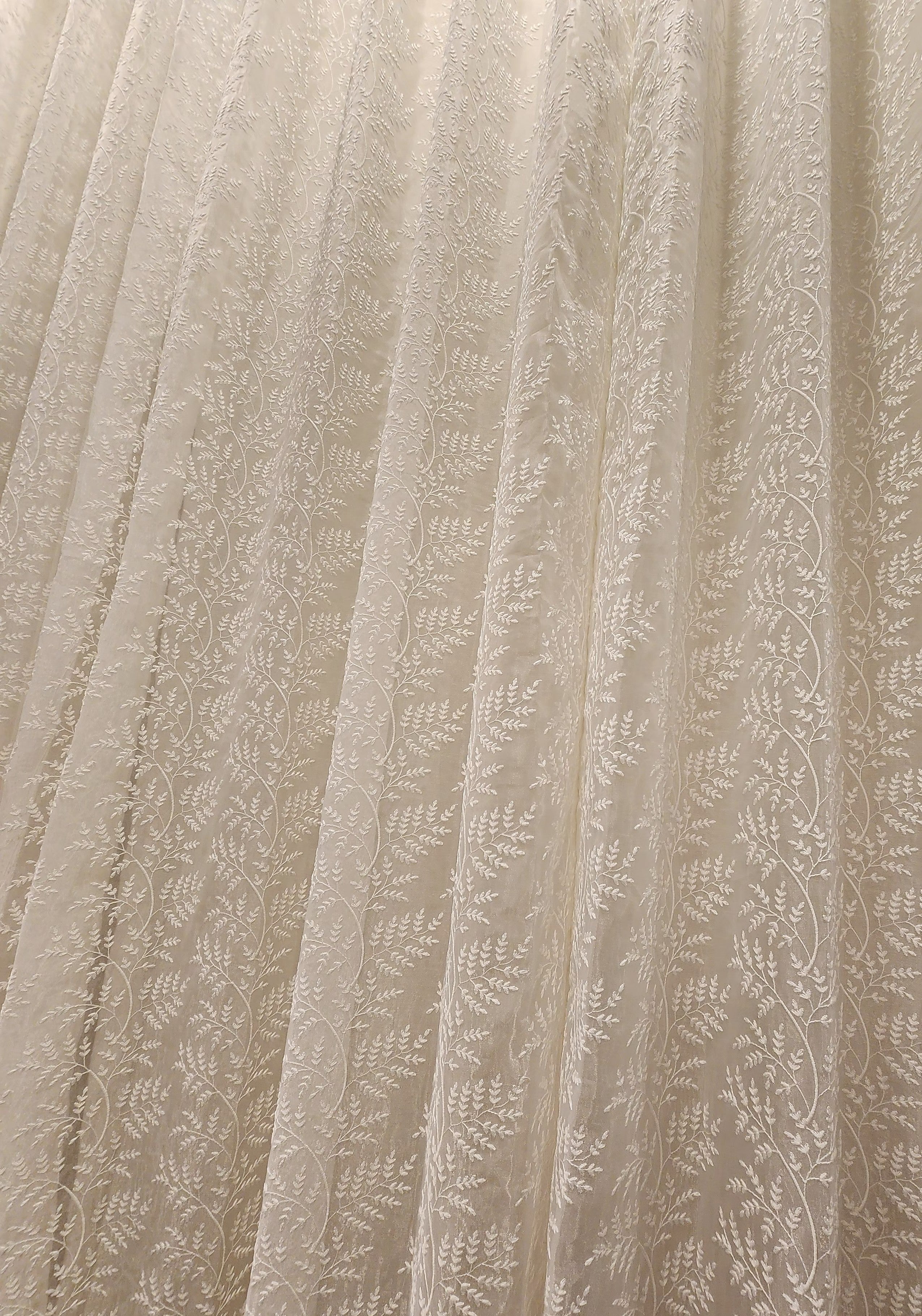 Luxury Heavy Embroidered Ivory Sheer Curtain