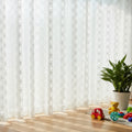 White Interlocking Floral Embroidered Sheer Linen Curtain